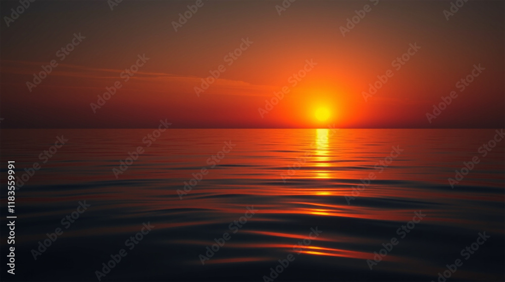 Obraz premium Surreal desert sunset landscape, volumetric lighting, soft velvet-like sand dunes, golden and reddish hues, detailed silky sand texture, tranquil and mysterious atmosphere