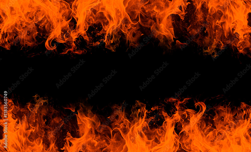 Fire Black Background with Realistic Fire Fire Black Background with Realistic Fire