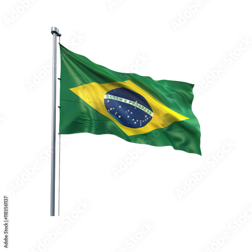 Brazil flag isolated on white