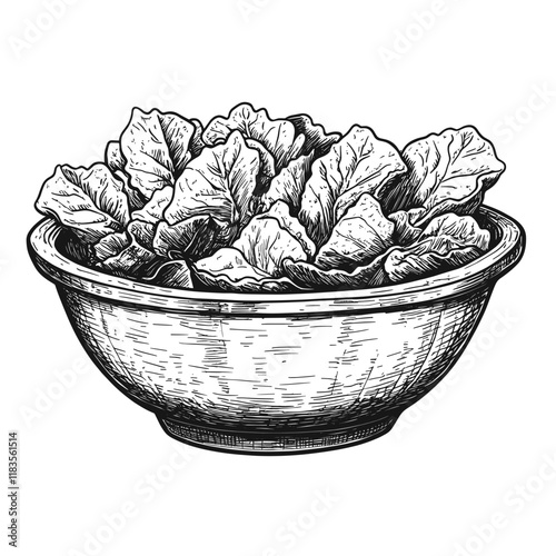 Caesar salad art drawing black vector