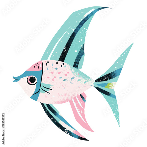 Cute angel fish illustration angelfish weaponry colorful vector