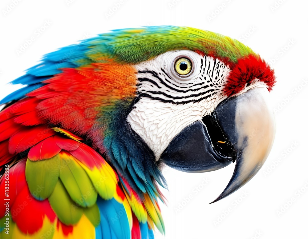 Obraz premium Vibrant Macaw Portrait: A Vivid, Colorful Bird Close-Up