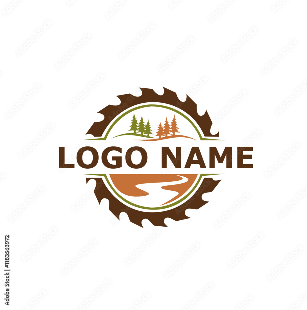 Fototapeta premium sawmill company logo, forestry company logo vector