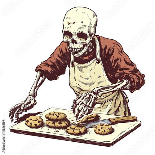 Skeleton baker making cookies photo