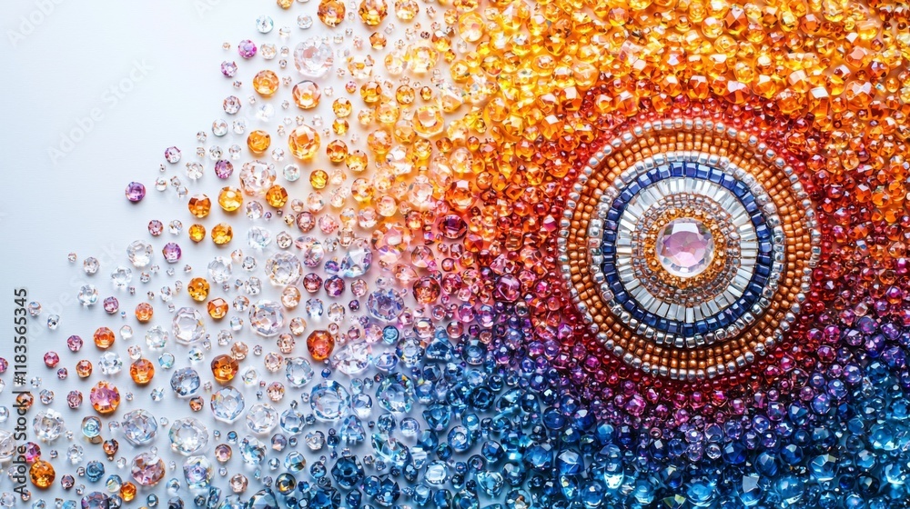 Mandala made of beads and crystals on white background for advertising Mandala made of beads and crystals on white background for advertising