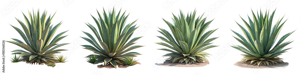 custom made wallpaper toronto digitalFour Agaves Composition Desert Plants Isolated on White Background, Agave Plant Collection, Succulent Image, Agave, Succulents, Plants