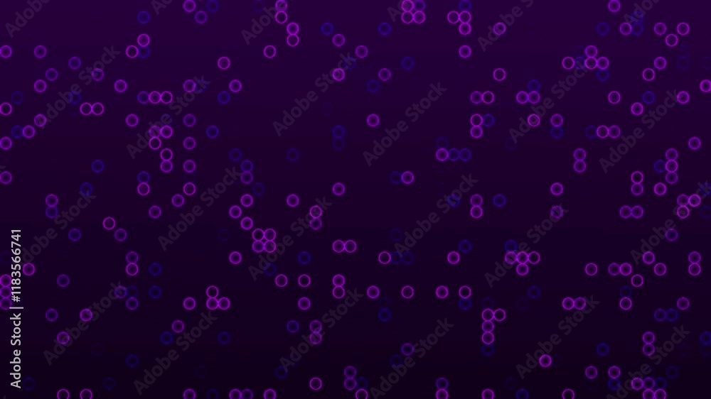 Blue and purple flickering circular dots on a dark background.Hi-tech motion graphics background Blue and purple flickering circular dots on a dark background.Hi-tech motion graphics background
