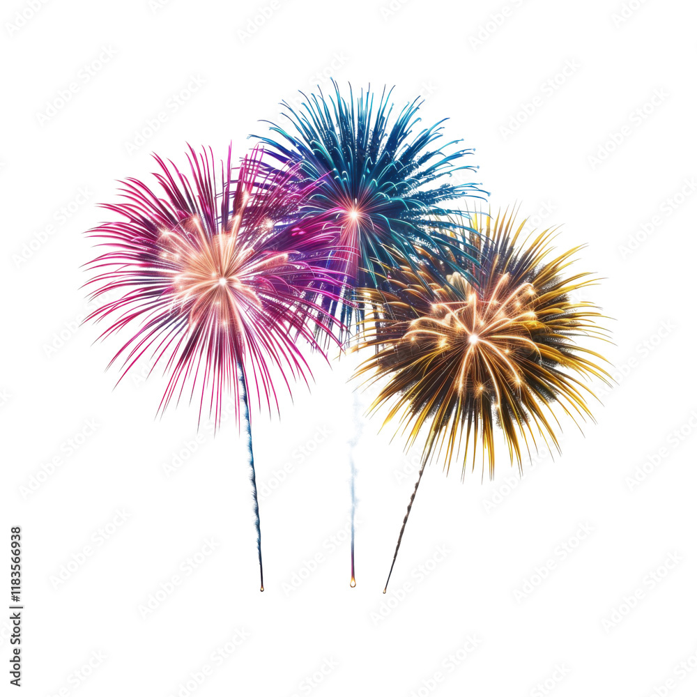 Fototapeta premium fireworks in the sky isolated