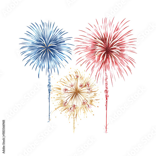 fireworks in the sky isolated