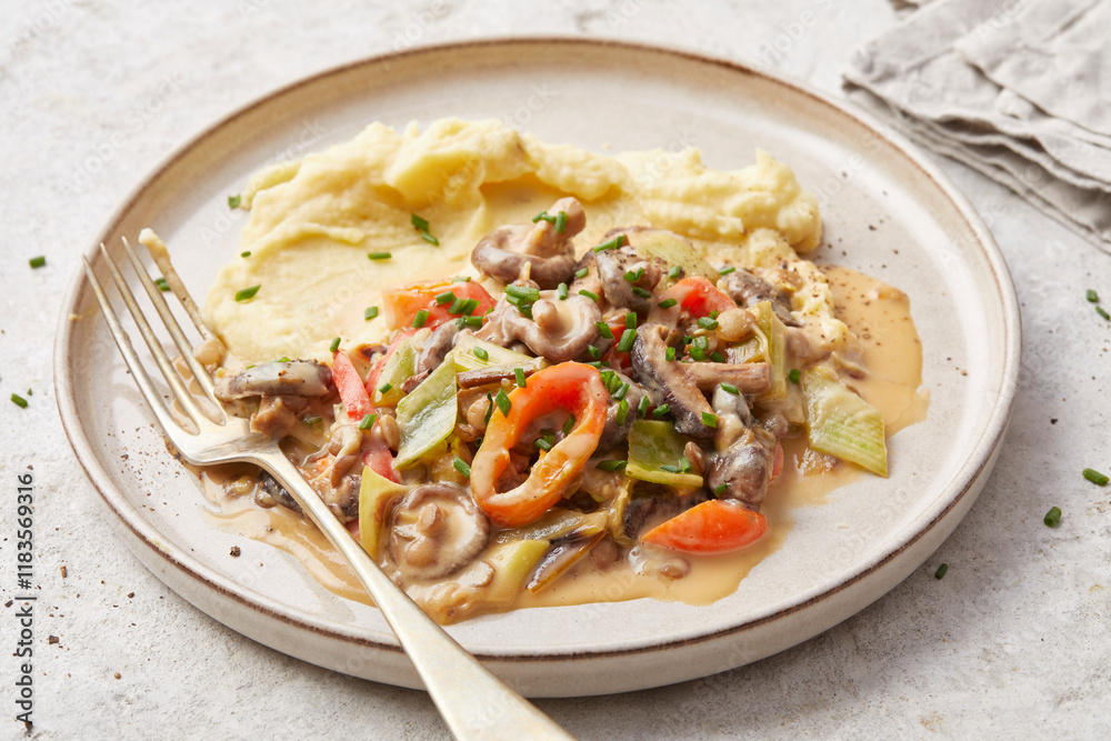 Lentil and Vegetable Stew with Mashed Potato Lentil and Vegetable Stew with Mashed Potato