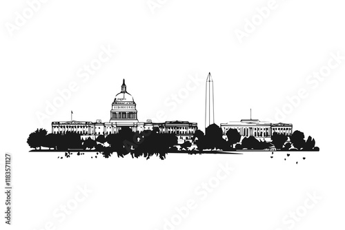 Iconic skyline showcasing Capitol building and Washington Monument, symbolizing democracy and history