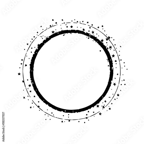 Circular design featuring scattered stars, creating an enchanting cosmic effect