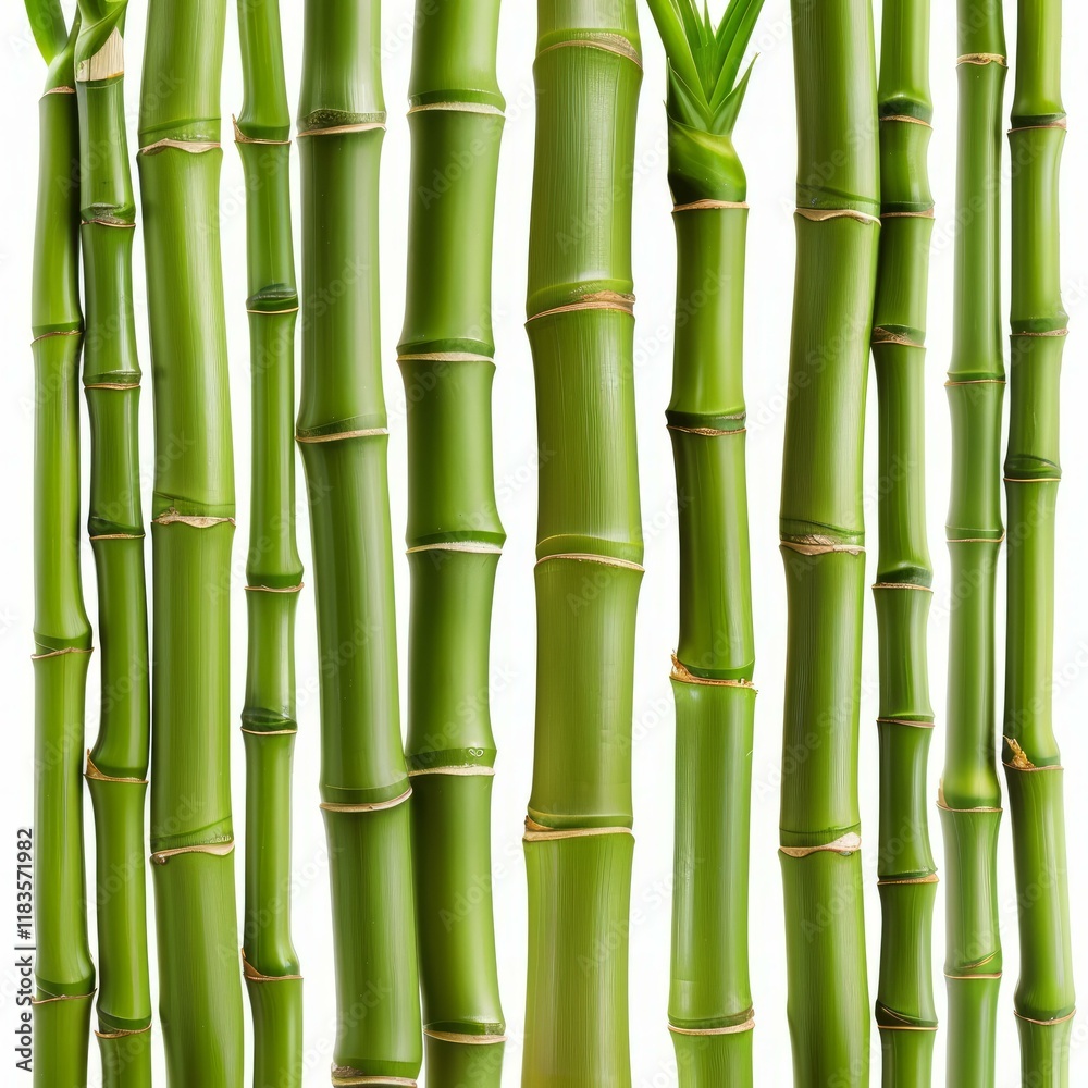 Fototapeta premium Close up of vibrant green bamboo shoots growing tall and strong