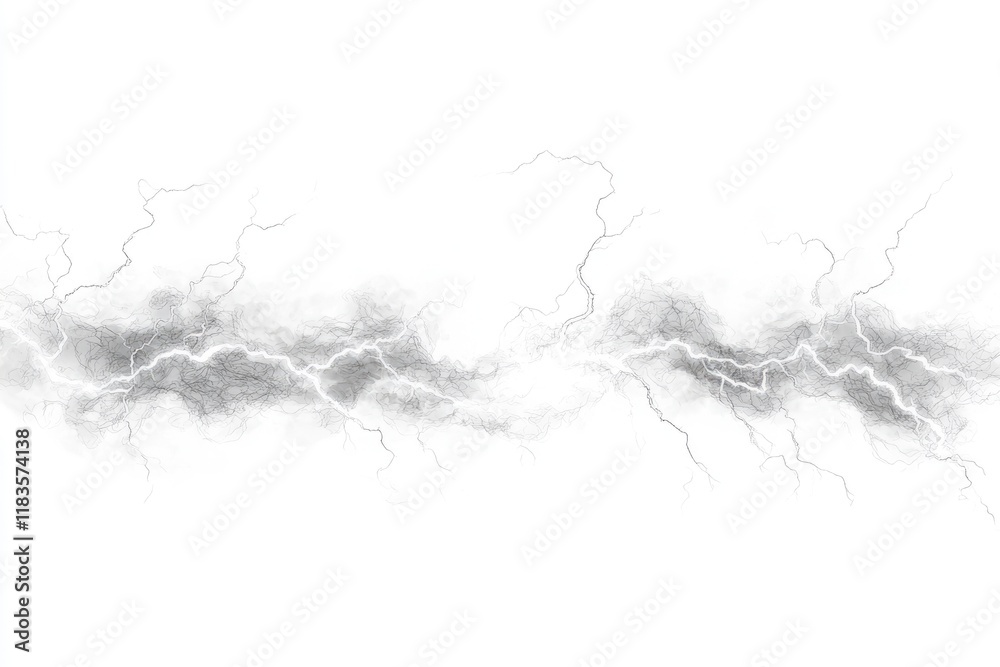 Illuminated Thunderbolt Element Isolated on Pure White Background for Graphic Design and Weather Decoration Illuminated Thunderbolt Element Isolated on Pure White Background for Graphic Design and Weather Decoration