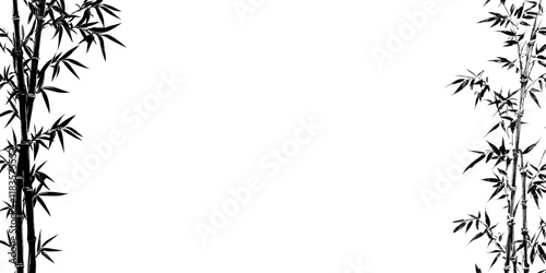 Chinese ink painting style bamboo Simple drawing style white background