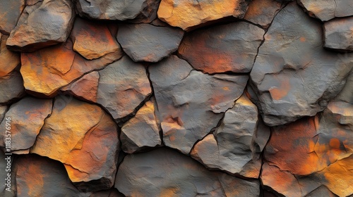 Rustic stone texture with warm earthy tones and rugged organic surfaces photo