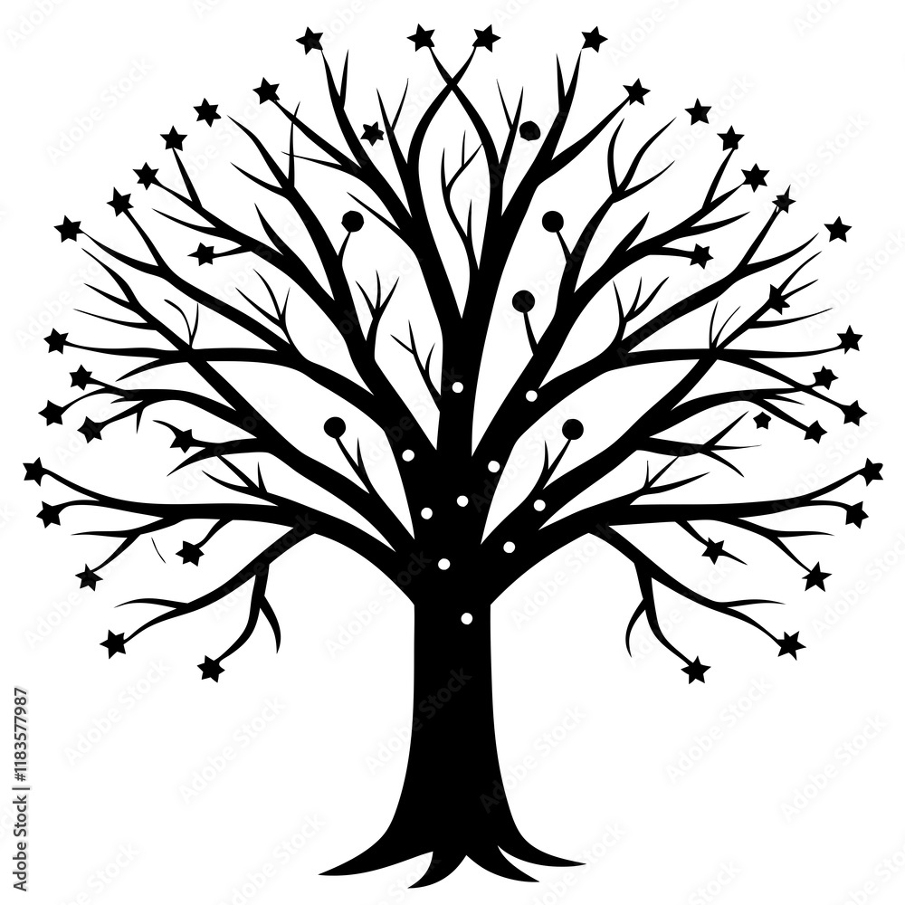 Obraz premium twinkling tree, tree silhouette vector