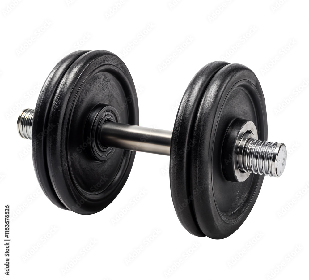 Black dumbbell isolated over transparent background, PNG cut-out Black dumbbell isolated over transparent background, PNG cut-out