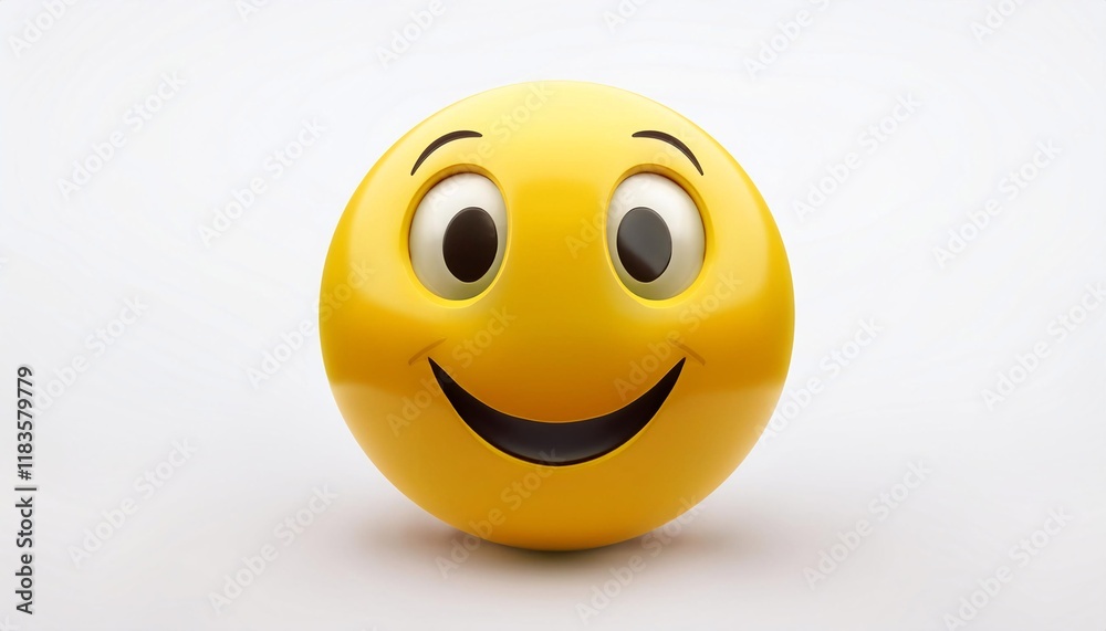 Fototapeta premium Realistic yellow glossy 3d emotion happy face