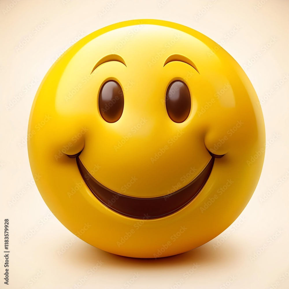 Fototapeta premium Realistic yellow glossy 3d emotion happy face