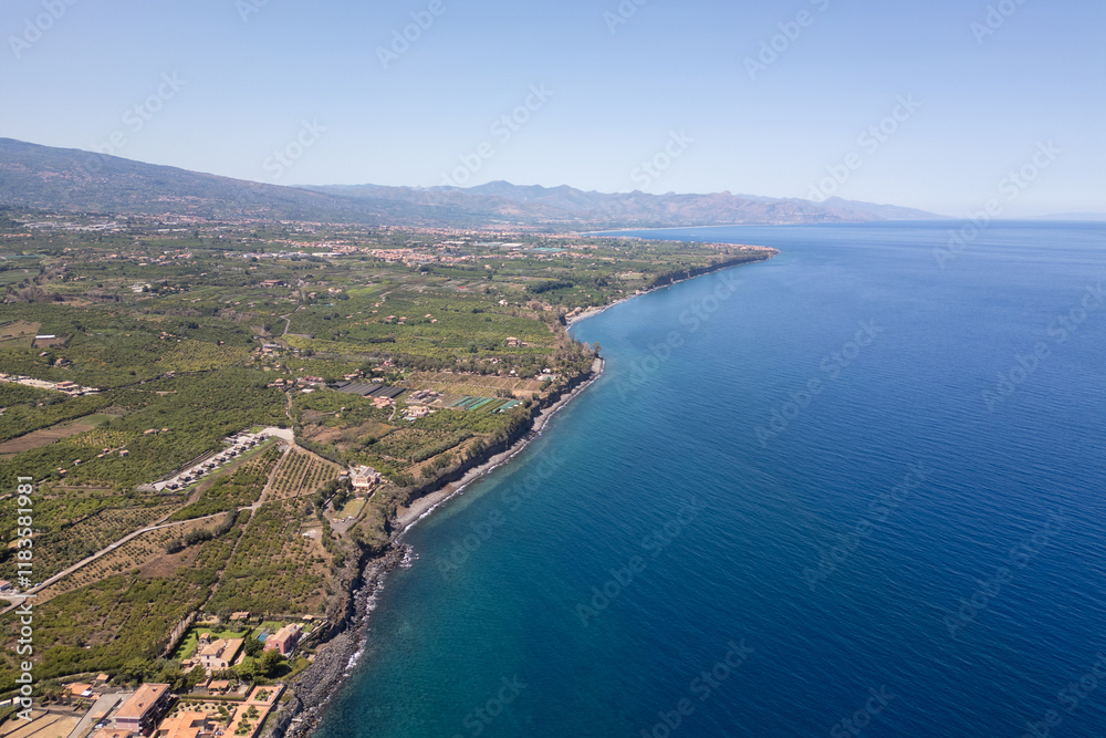 View from above of the coast in the Acireale area in Sicily View from above of the coast in the Acireale area in Sicily