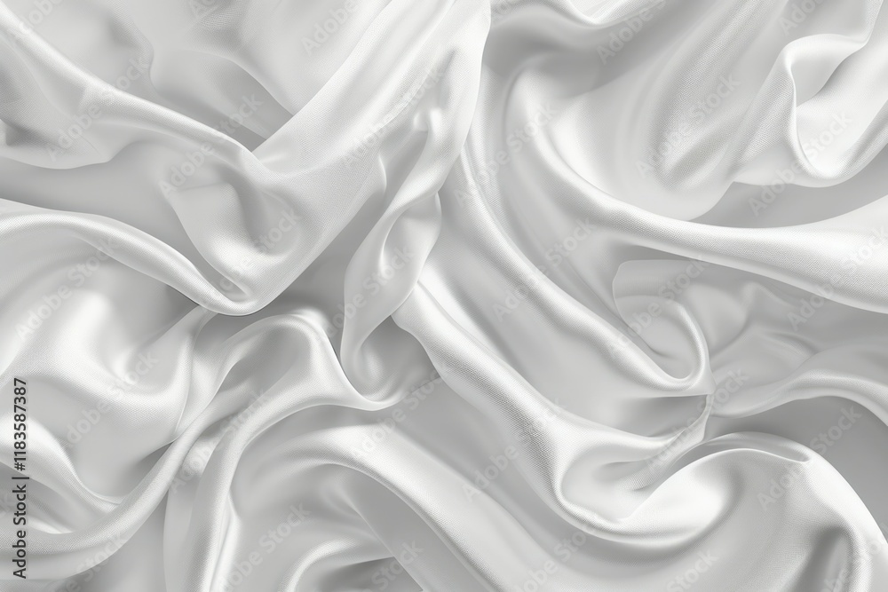 Obraz premium Photo of Glossy white satin fabric folds. Background texture for backdrops or mapping