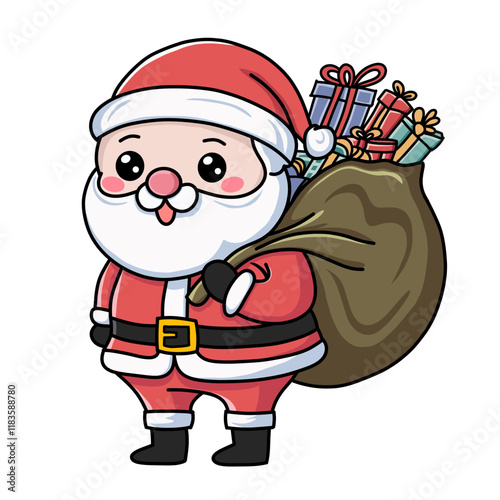Cute Christmas Santa Hand Drawn Illustration