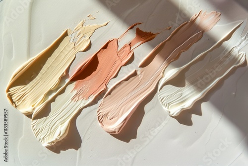 Shiny different cream colors swatches for beauty make up procedures. Professional photo photo