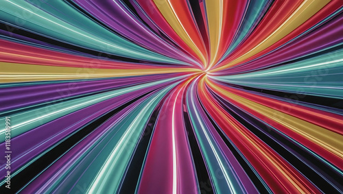 Wallpaper Mural A dynamic swirl of vibrant, multicolored light streaks converging at a central point, creating a mesmerizing visual effect Torontodigital.ca