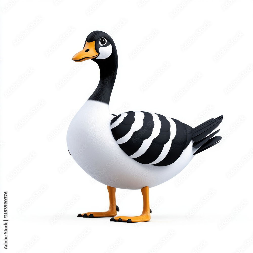 Obraz premium Adorable Cartoon Goose: A whimsical 3D rendering of a friendly goose.