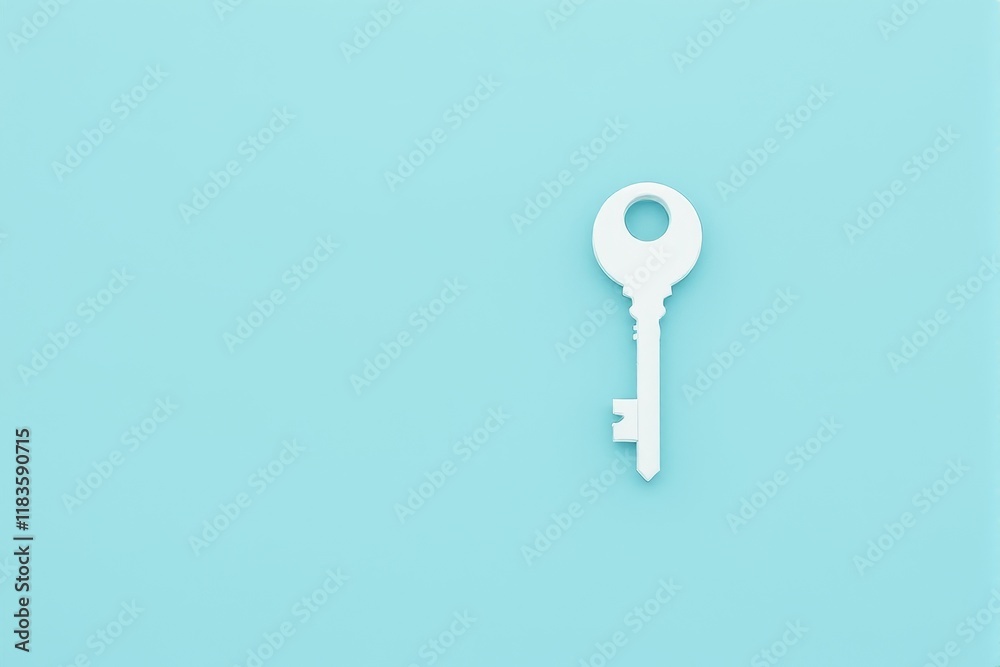 A modern keychain with geometric shapes placed on a pastel sky blue background A modern keychain with geometric shapes placed on a pastel sky blue background