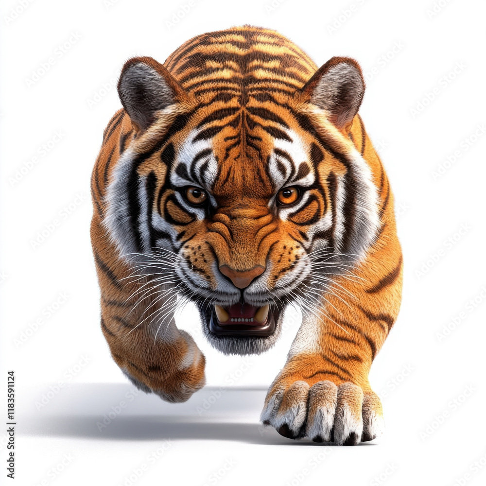Obraz premium Majestic Tiger Charging Forward, Power and Grace in Full Display!