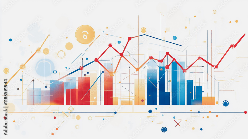 Abstract white background with Colorful charts and graphs with statistics to innovative analyze business potential and forecast future development of companies growth. Abstract white background with Colorful charts and graphs with statistics to innovative analyze business potential and forecast future development of companies growth.