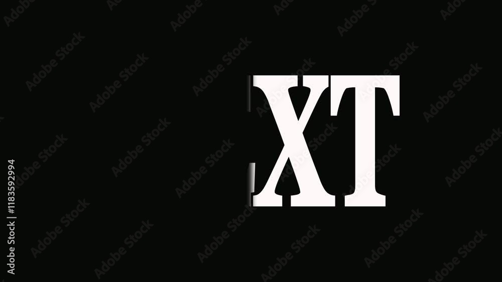 white glowing next sign animated black background.4k