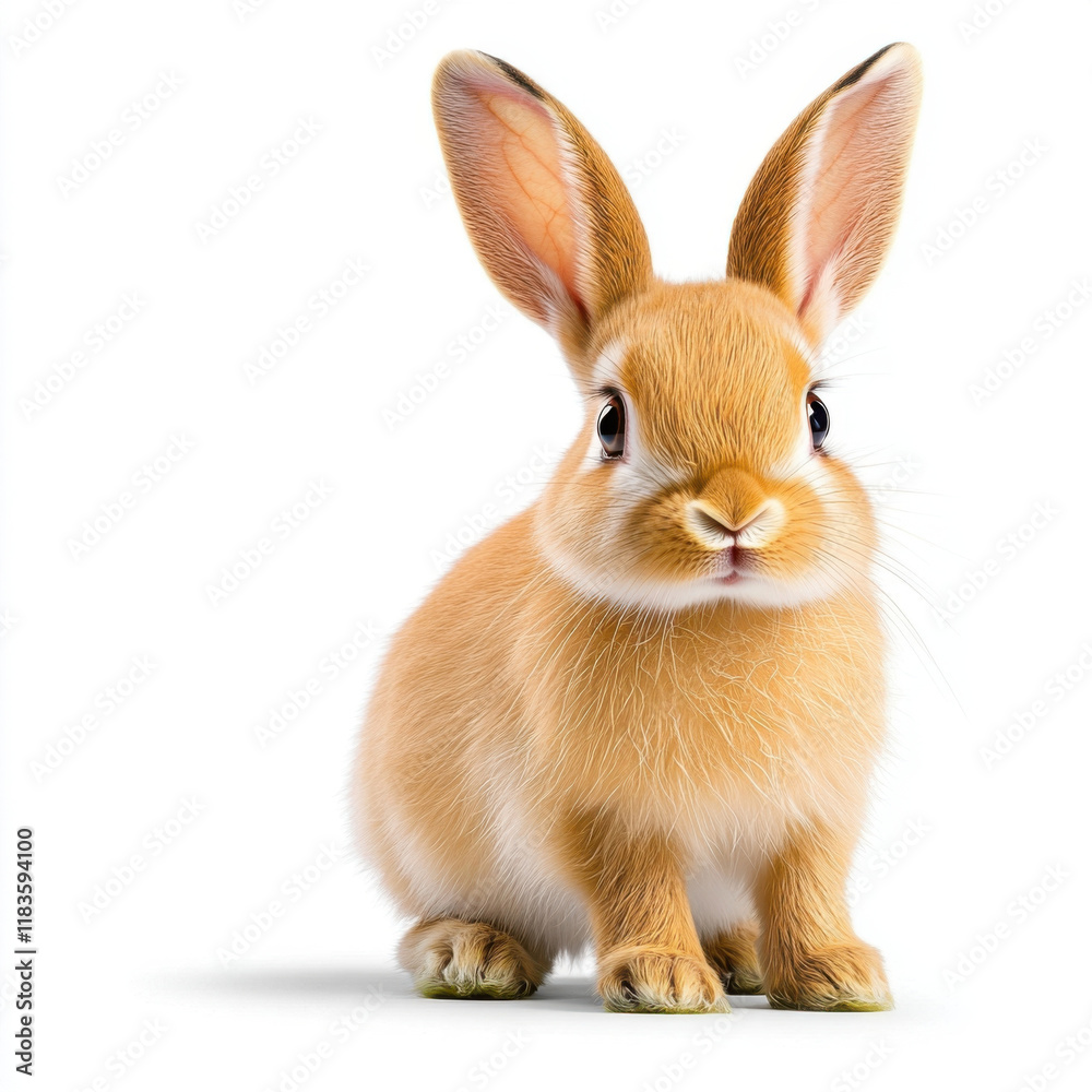 Adorable fluffy bunny sits on white background, captivating cuteness! Adorable fluffy bunny sits on white background, captivating cuteness!