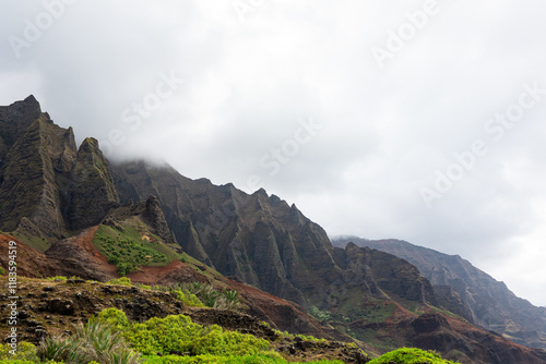 Mountainous landscape of the Na Pali Coast, Kauai, Hawaii photo