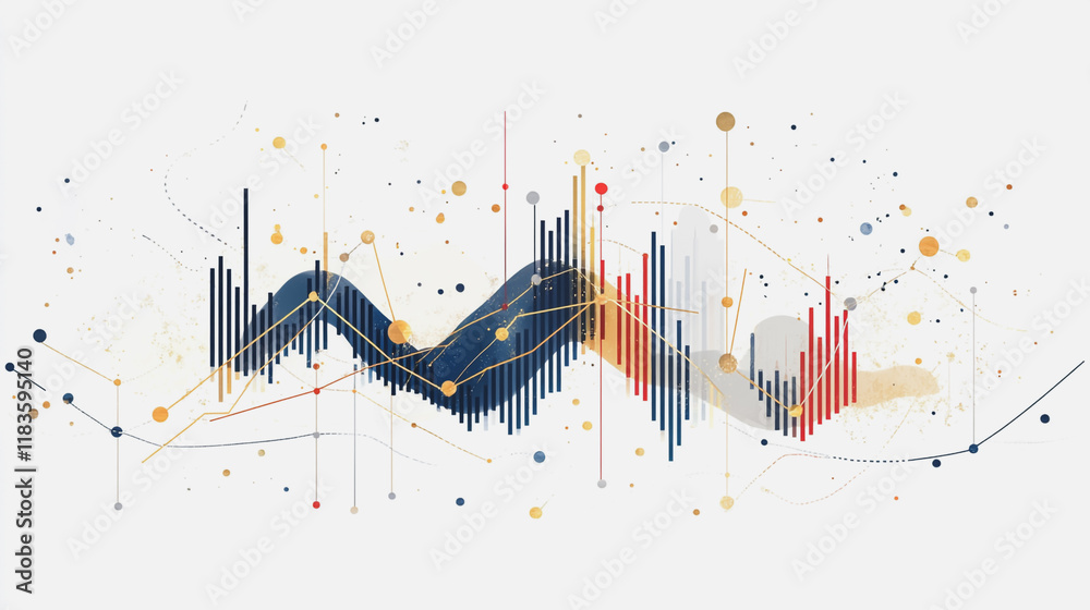 Obraz premium Abstract white background with Colorful charts and graphs with statistics to innovative analyze business potential and forecast future development of companies growth.