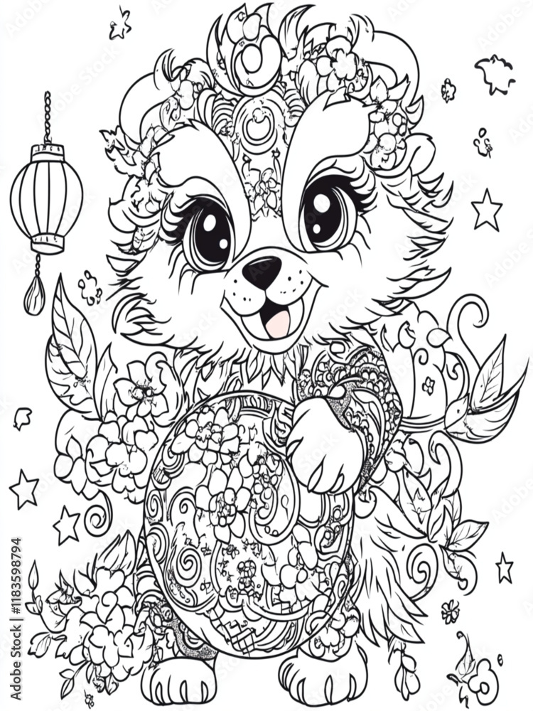 Obraz premium The Charming Barongsai with a Circle of Fortune