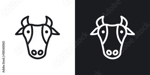 Cow icons set in black and white colors