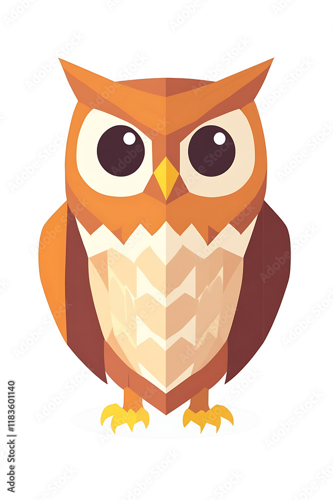 A stylized, geometric illustration of an owl with large eyes and vibrant colors. A stylized, geometric illustration of an owl with large eyes and vibrant colors.