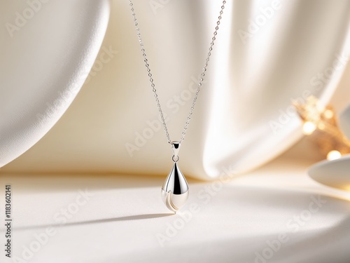 simple silver jewelry necklace with clean background