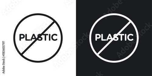 No plastic sign vector set in black and white colors