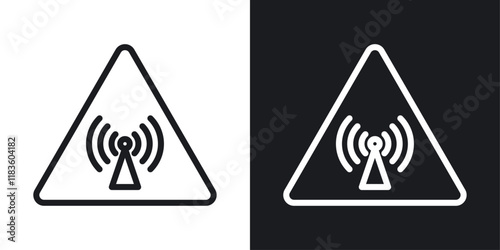 Non ionizing radiation hazard signs set in black and white colors