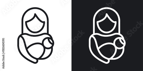 Postnatal care icons set in black and white colors