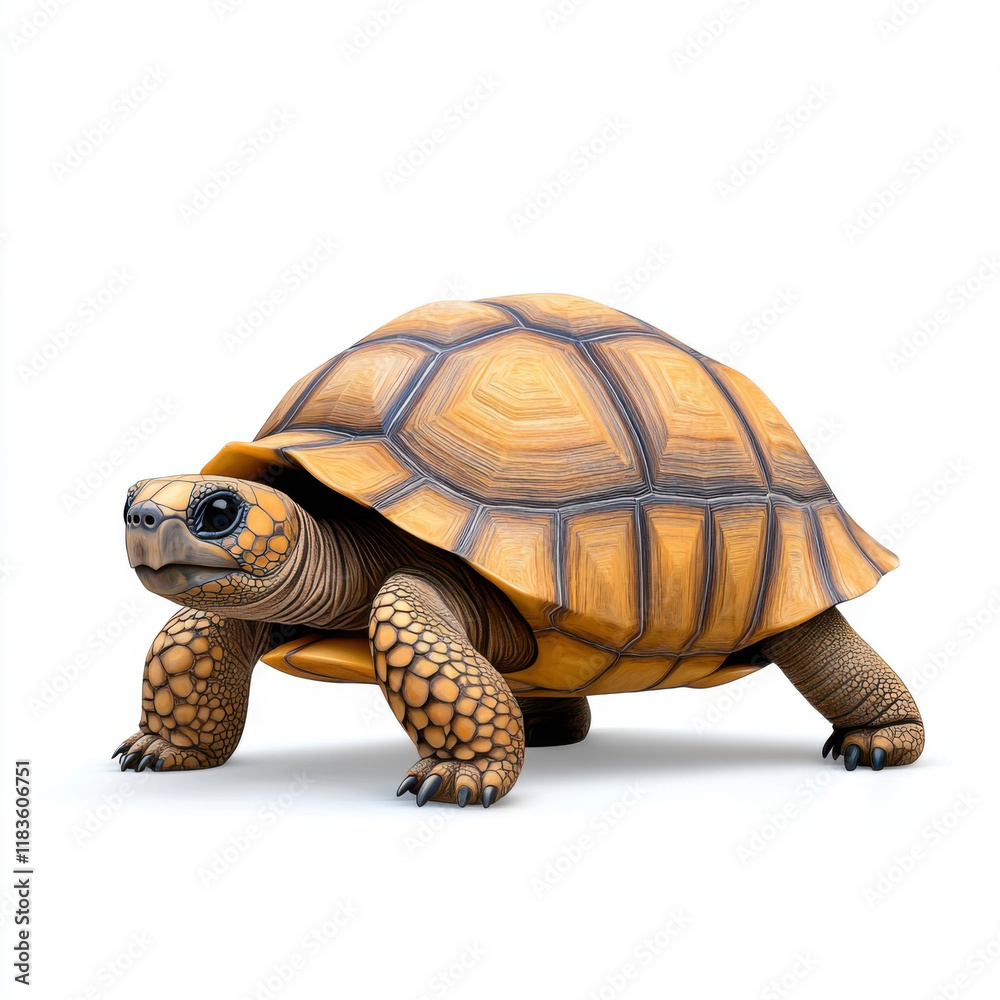 Obraz premium Majestic Golden Tortoise: A 3D Render of Nature's Ancient Wonder.