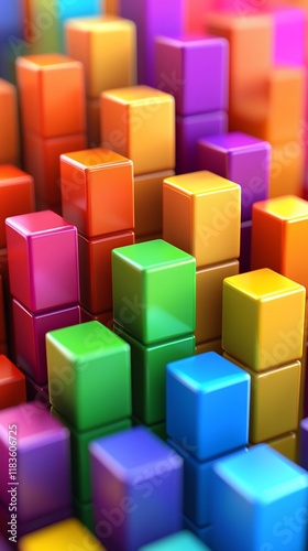 Colorful blocks forming an abstract pattern.