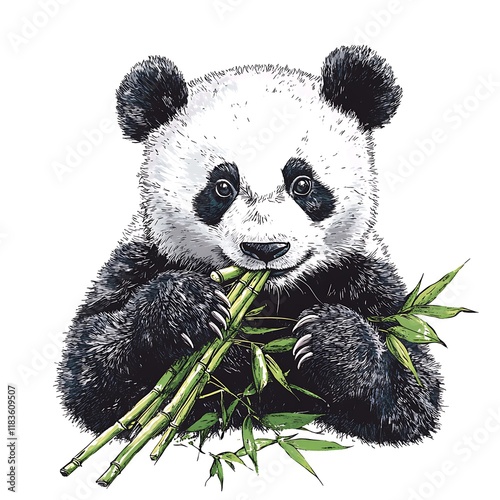 Cute panda eating bamboo (1) photo