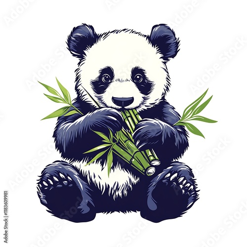 Cute Panda Eating Bamboo photo