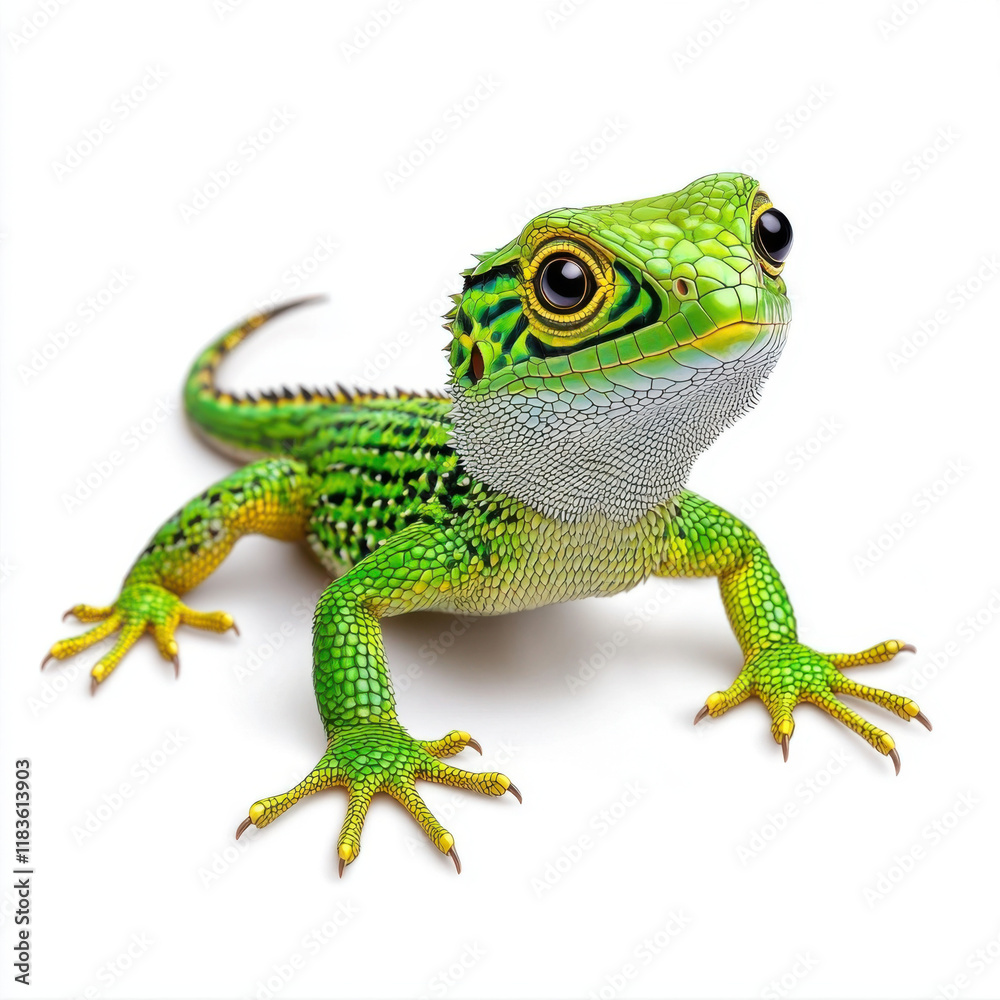 Fototapeta premium Vibrant Green Lizard: A Close-Up Portrait