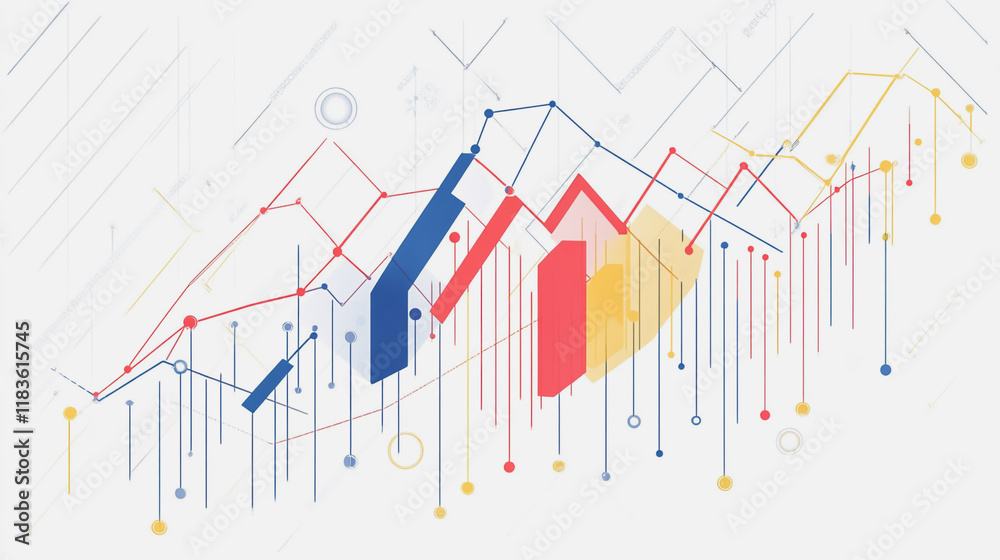 Obraz premium Abstract white background with Colorful charts and graphs with statistics to innovative analyze business potential and forecast future development of companies growth.